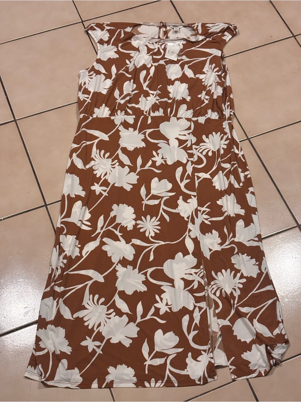 Cato Brown and White Floral Maxi Dress
